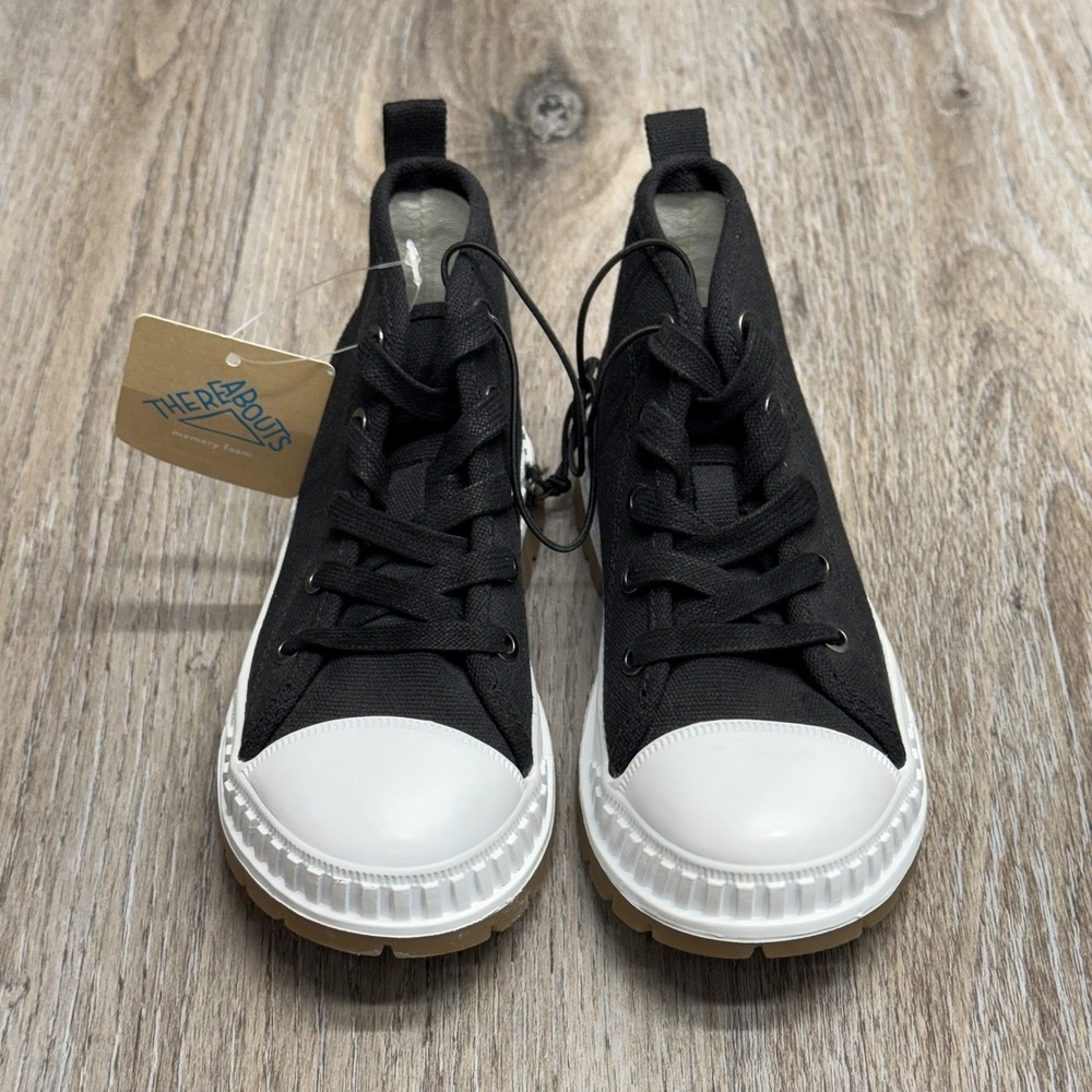 Thereabouts High Top Sneakers Kids 11 Black Canvas Memory Foam NWT